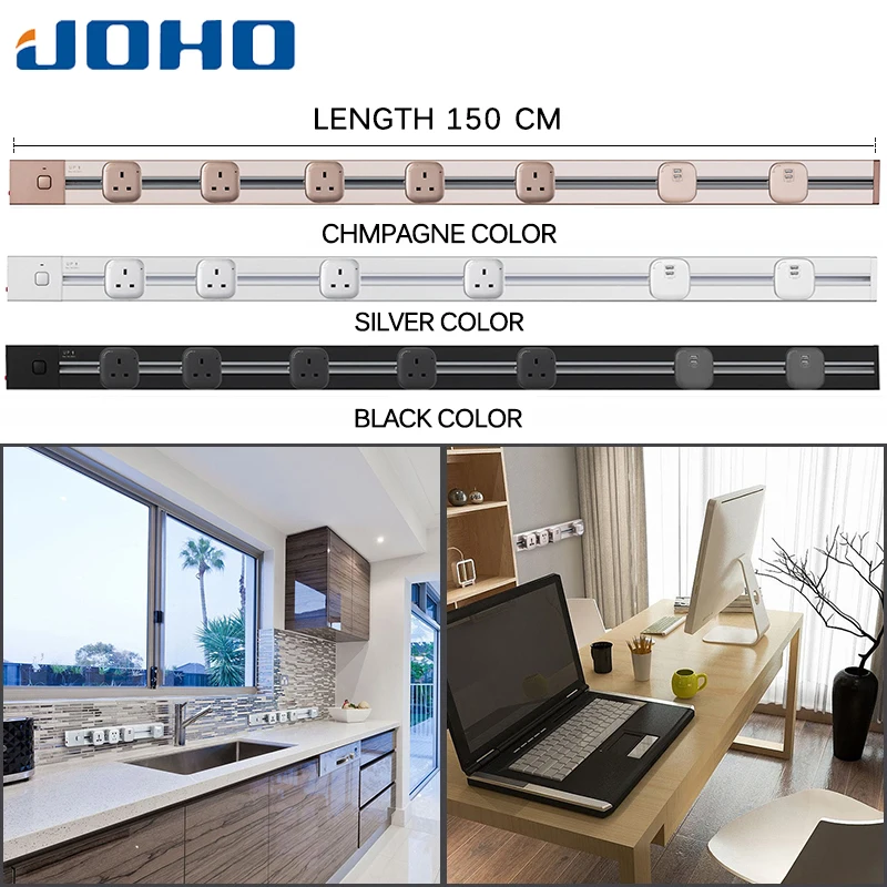 

JOHO Factory Total Switch 150cm 4000W AluminumTomada Stopcontact 3C LED Light Socket Meeting Room Living Room