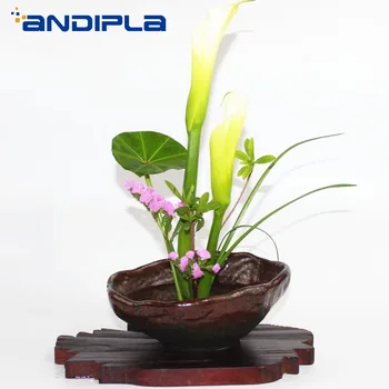 

Chinese Style Zen Flower Arrangement Basin Ceramic Coarse Pottery Flower Pot Hydroponic Planter Tabletop Flowerpot Vintage Decor