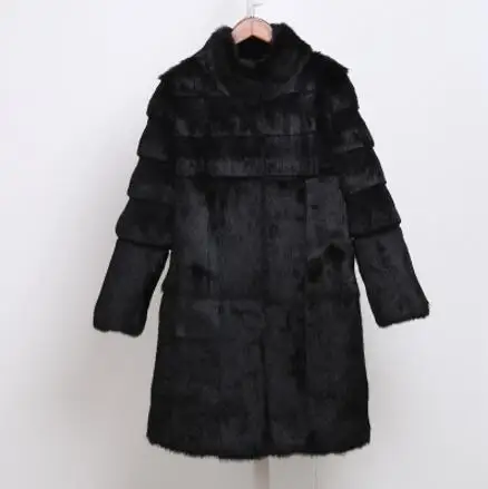 Новинка, женское длинное пальто из натурального кроличьего меха, зимняя верхняя одежда, wsr343