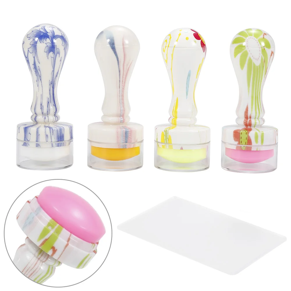 

New Design Chinese Style Silicone Nail Art Stamper Scraper 2.8cm Nail Stamp Stamping Tool Nail Art Stamping Scraper Set