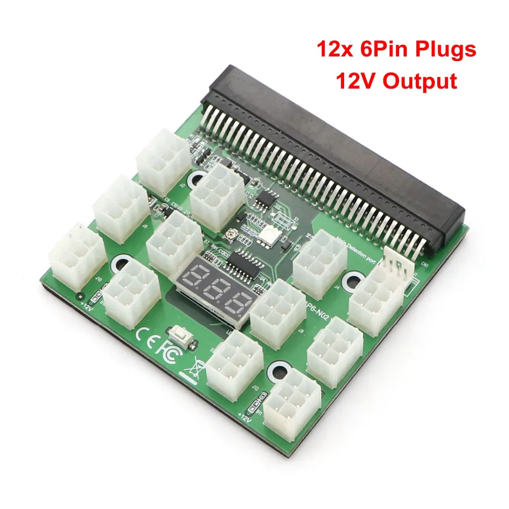 

PCI-E 6Pin Power Supply Server Breakout Board with 12x 6Pin Plug for Bitcoin Mining.