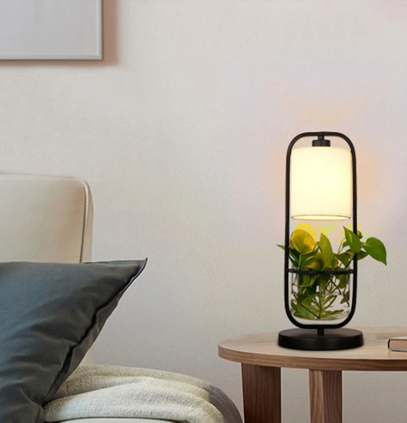 Creative Plant Table Lamp Study Bedroom Bedside Lamp Reading Living Room Table Light with Clear Glass Basin Home Decoration Lamp (2)