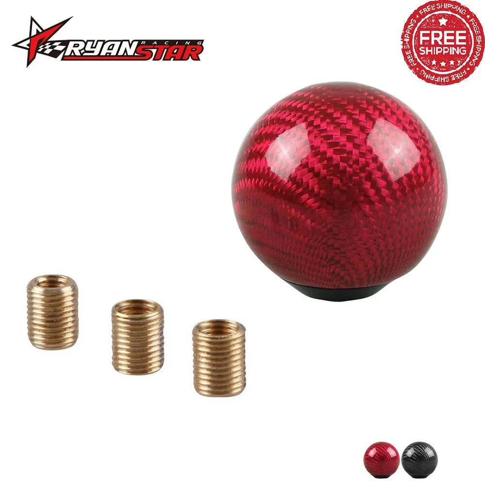 

Free Shipping Universal Car-cover Gear Knob Shifter Lever Round Ball Shape Carbon Fiber Shift knob