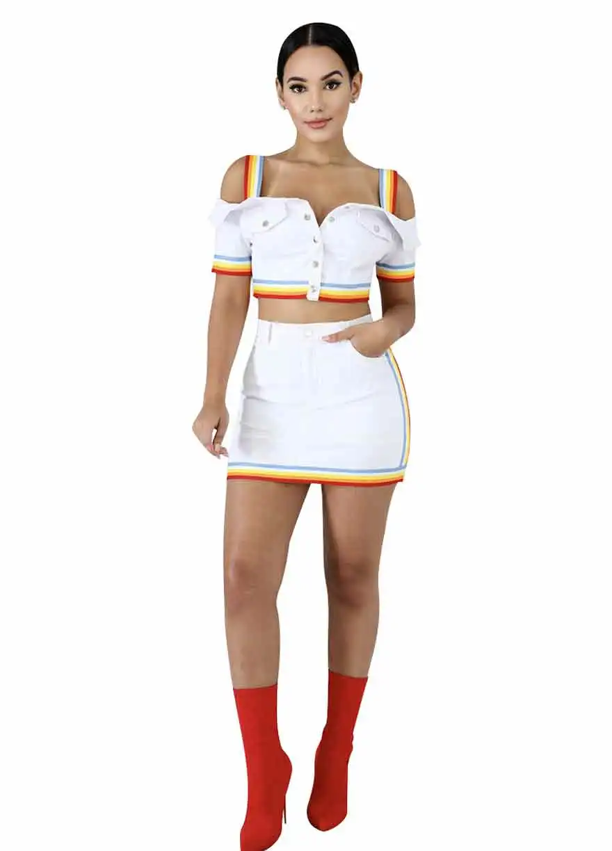 Colorful-Striped-Denim-Mini-Skirt-Set (5)