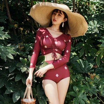

Tankini Women Two Pieces Swimwear Large Size Bathing Suit Korea For Surfing Three Piece Sexy Push Up Korean Beach Swimsuit Plaid