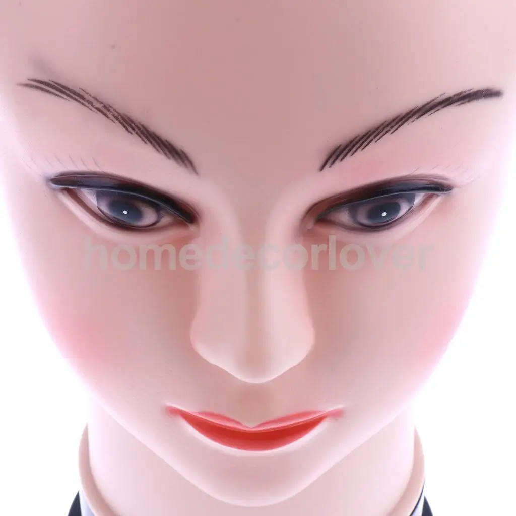 PVC Female Bald Mannequin Head Model Wig Making Hat Glasses Display Stand 