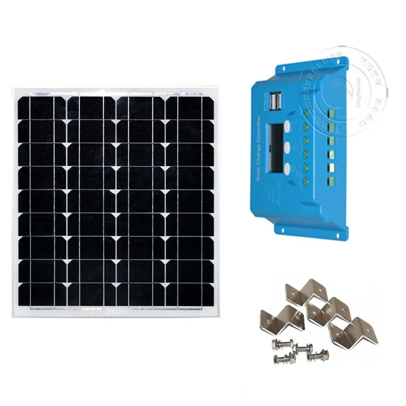 Best Price Solar Kit Solar Panel 50w 12v Solar Battery Charger Solar Charge Controller 12v/24v 10A Z Bracket RV Boat Motorhome Fishing