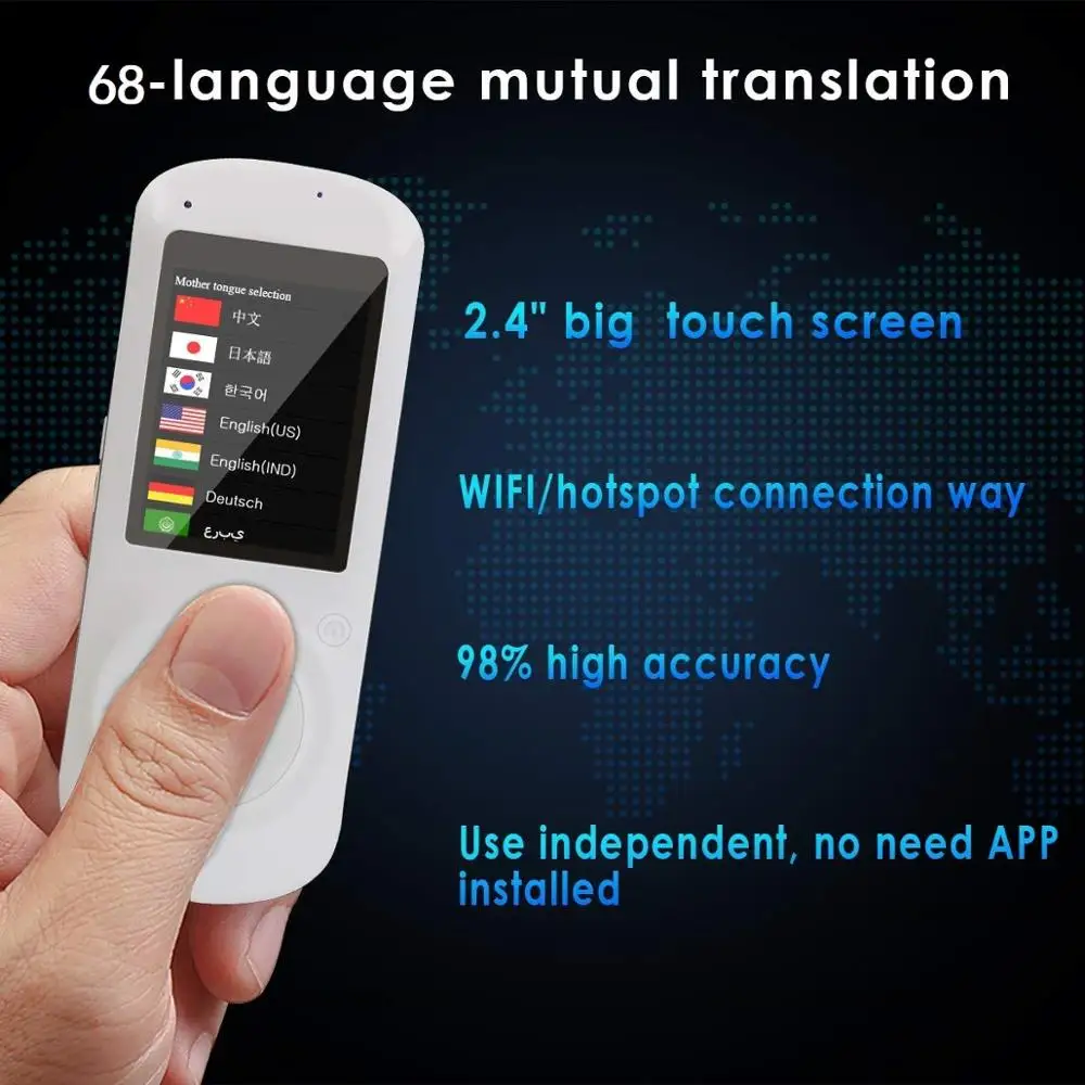 10pcs Voice translator 68 Languages English Japanese Korean French Russian German Chinese Spanish translation Travel translator