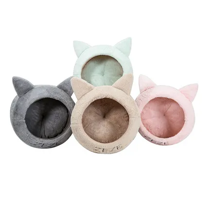 

Cat house cattery winter warm semi-enclosed cat ear plush villa comfortable soft deep sleep room Multiple colors and styles