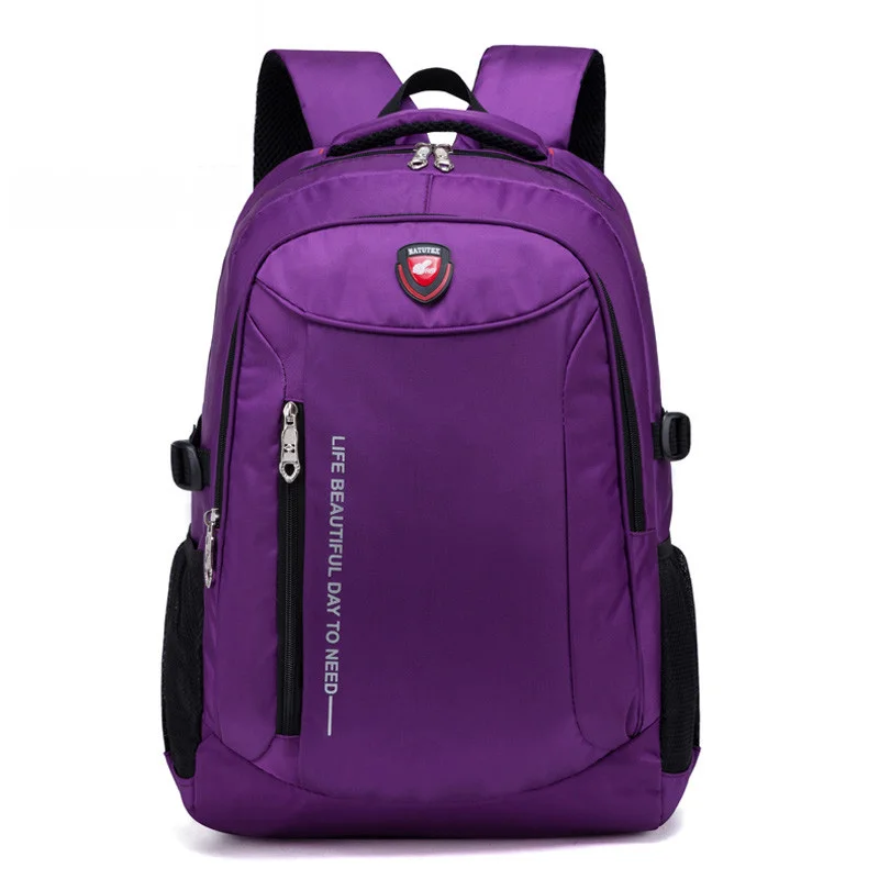 Высококачественный нейлоновый мужской рюкзак с большой вместительностью, Одноцветный рюкзак для путешествий на большие расстояния, молодежная школьная сумка для книг - Цвет: Purple