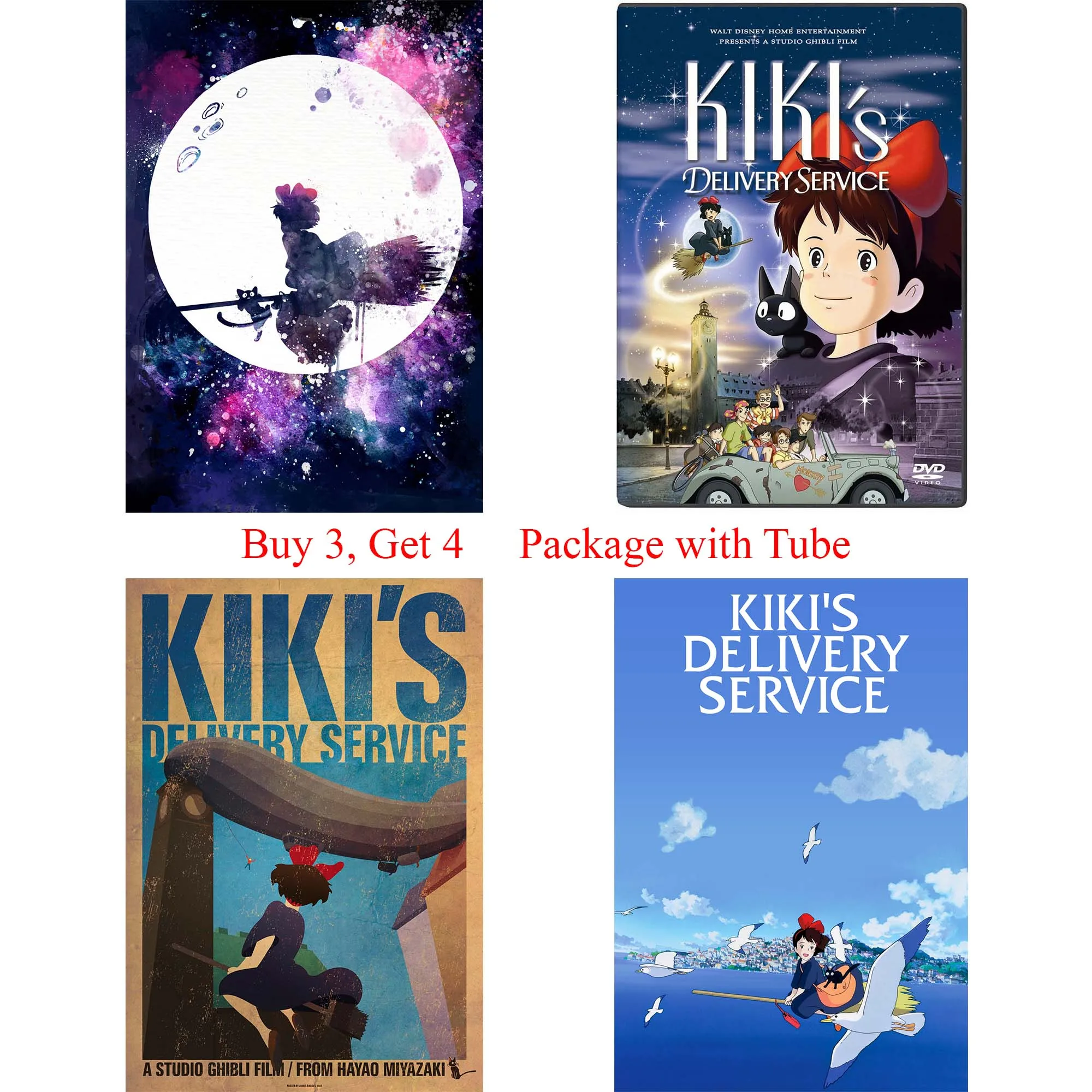 

KIKI'S DELIVERY SERVICE Posters Cartoon Wall Stickers Girl's Room Decoration Paper Prints Home Art