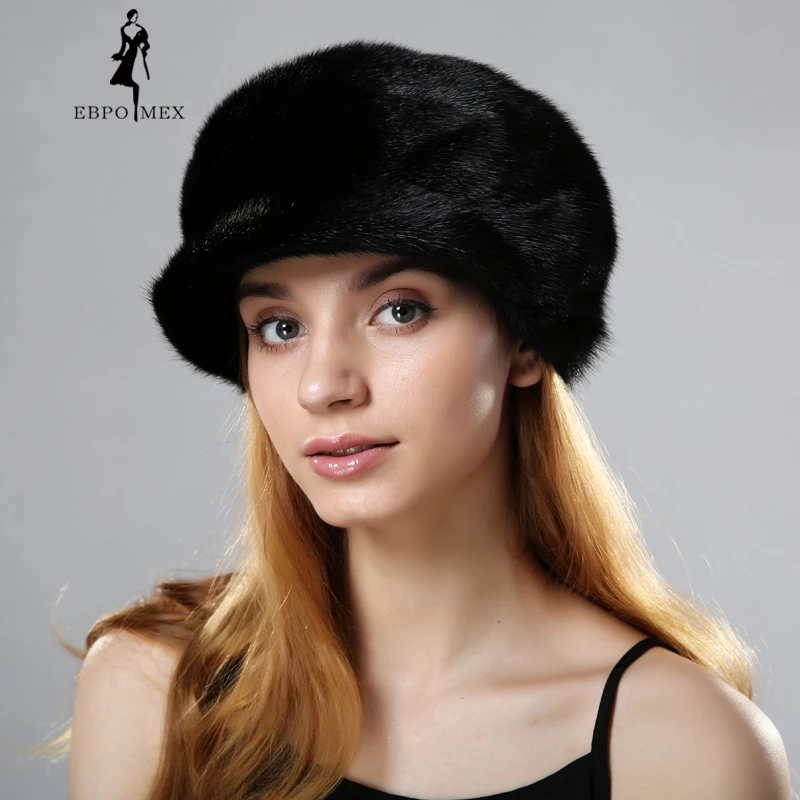

Winter fur hats caps for lady knitted mink rex rabbit fur beanies cap with fur pompom fashion luxury headgear women mink fur hat