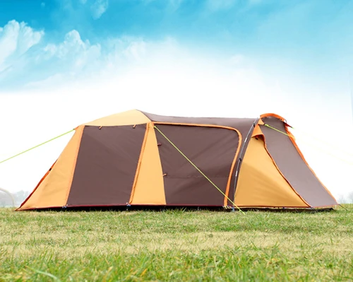 Один зал с одной спальней 3-4person использовать двойной слой ультрабольшой пространство Водонепроницаемый Анти-УФ палатка - Цвет: Orange