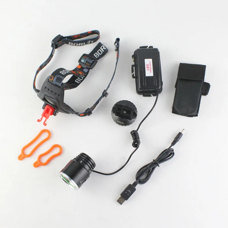 

BORUIT RJ-1188A CREE XM-L2 1200 Lumens 3-Mode USB LED Headlamp+2x18650+1xCharger+1xUSB Cable