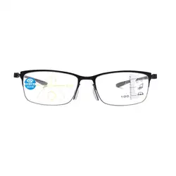 Прогрессивные многофокусные очки для чтения для мужчин и женщин сплав анти-синие пресбиопические очки