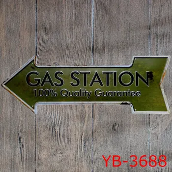 

GAS STATION 100%QUALITY GUARANTEE Tin signs IRON Arrow SHAPE Wall Sticker Cafe Store Hotel Wall Decor House Garden decor sticker