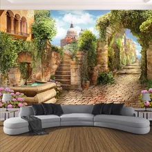 Фото обои Европейский стиль уличный пейзаж фрески гостиная спальня здание фон Настенный декор Papel де Parede Sala
