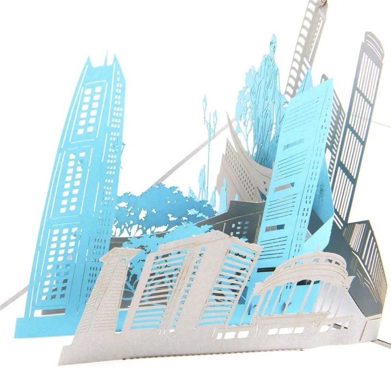  3D Laser Cut Handmade Chinese Shenzhen City Paper Invitation Greeting Cards PostCard Business Creat - 32792389161