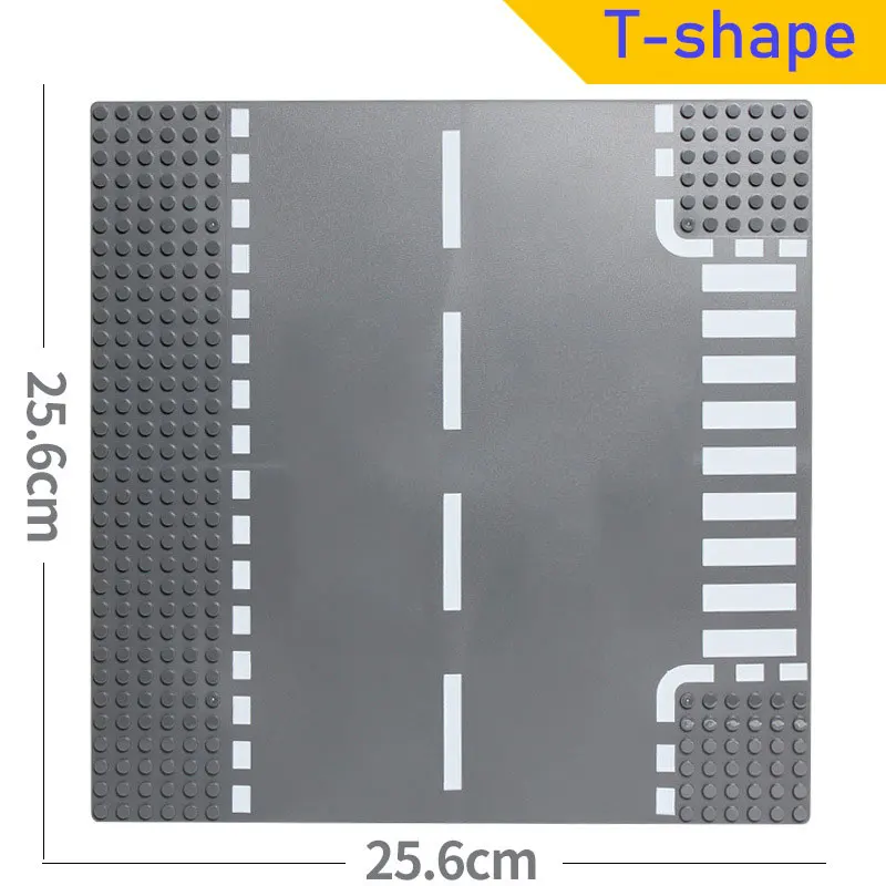 Городская дорога Baseplate улица DIY строительные блоки Базовая пластина для конструктора совместима с основным бренком городской стол 7280 7281 для детей Подарки - Цвет: T-Junction