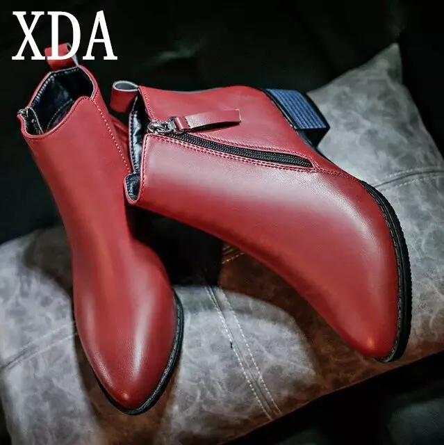 XDA 2019 New Autumn Winter Women shoes Female Side zipper pointed toe Boots Women Ankle boots Vintage Fashion Martin boots F731 XDA 2019 New Autumn Winter Women shoes Female Side zipper pointed toe Boots Women Ankle boots Vintage Fashion Martin boots F731