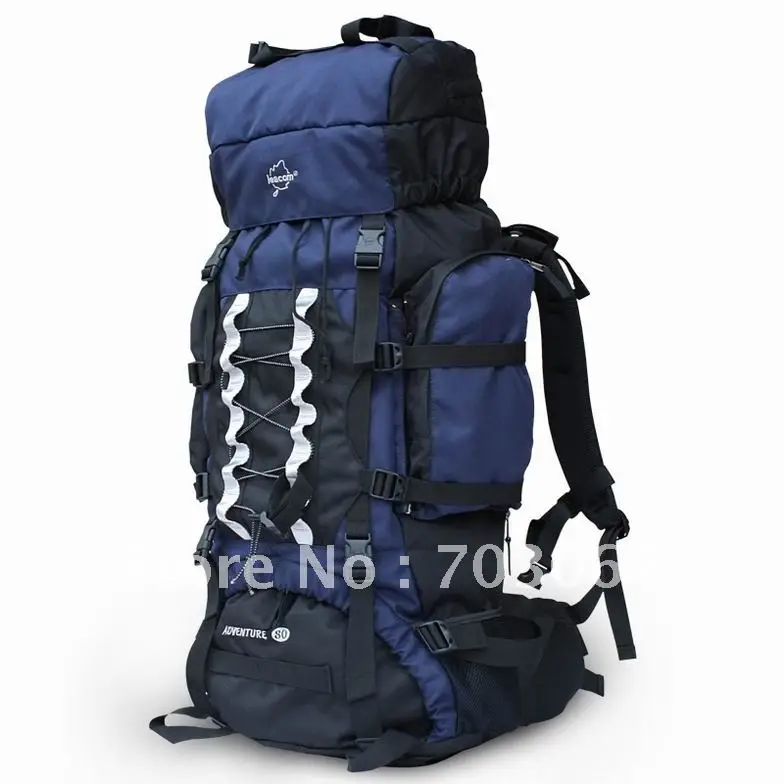 1680D nylon 80 Liter capacity travel internal frame camping backpackin