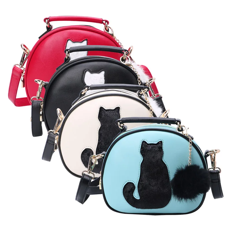 

2017 New Lady Women Cat Printing Crossbody PU Leather Handbag Messenger Bag Crossbody Bags
