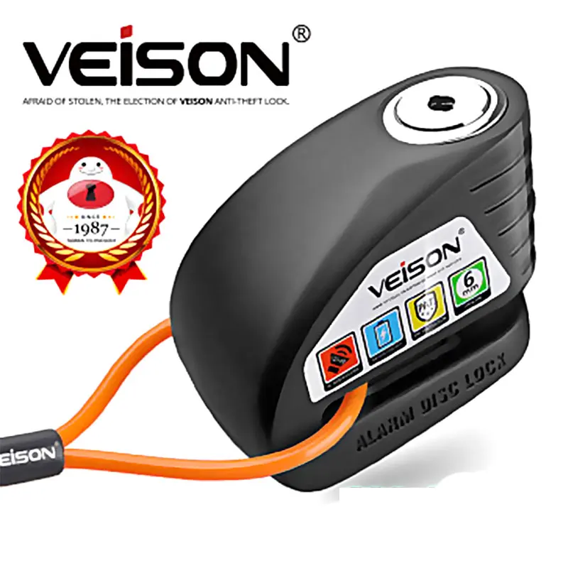 

VEISON Motorbike Waterproof USB Charge Anti-theft 130dB Alarm Lock Motorcycle/Bike Disc Security Warning Lock 6mm Pin Brake Lock