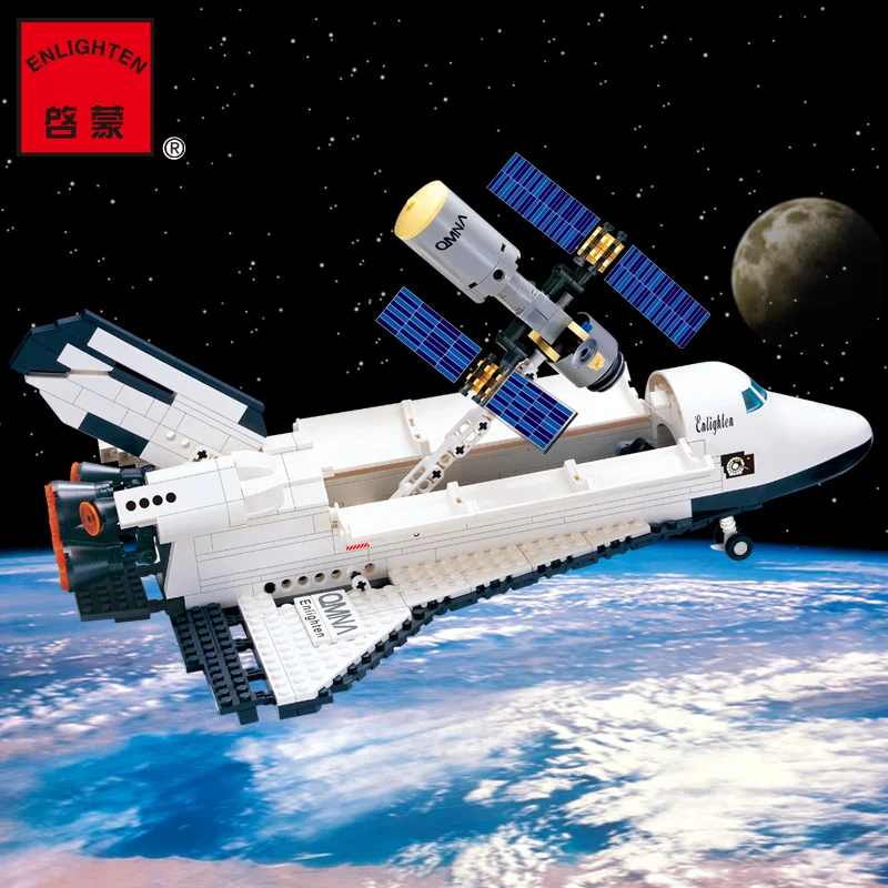 Kopen ENLIGHTEN Space Serie Space Shuttle Initiatie Astronaut Monteren Model Bouwstenen minifig Kids Educatief Kinderen Speelgoed