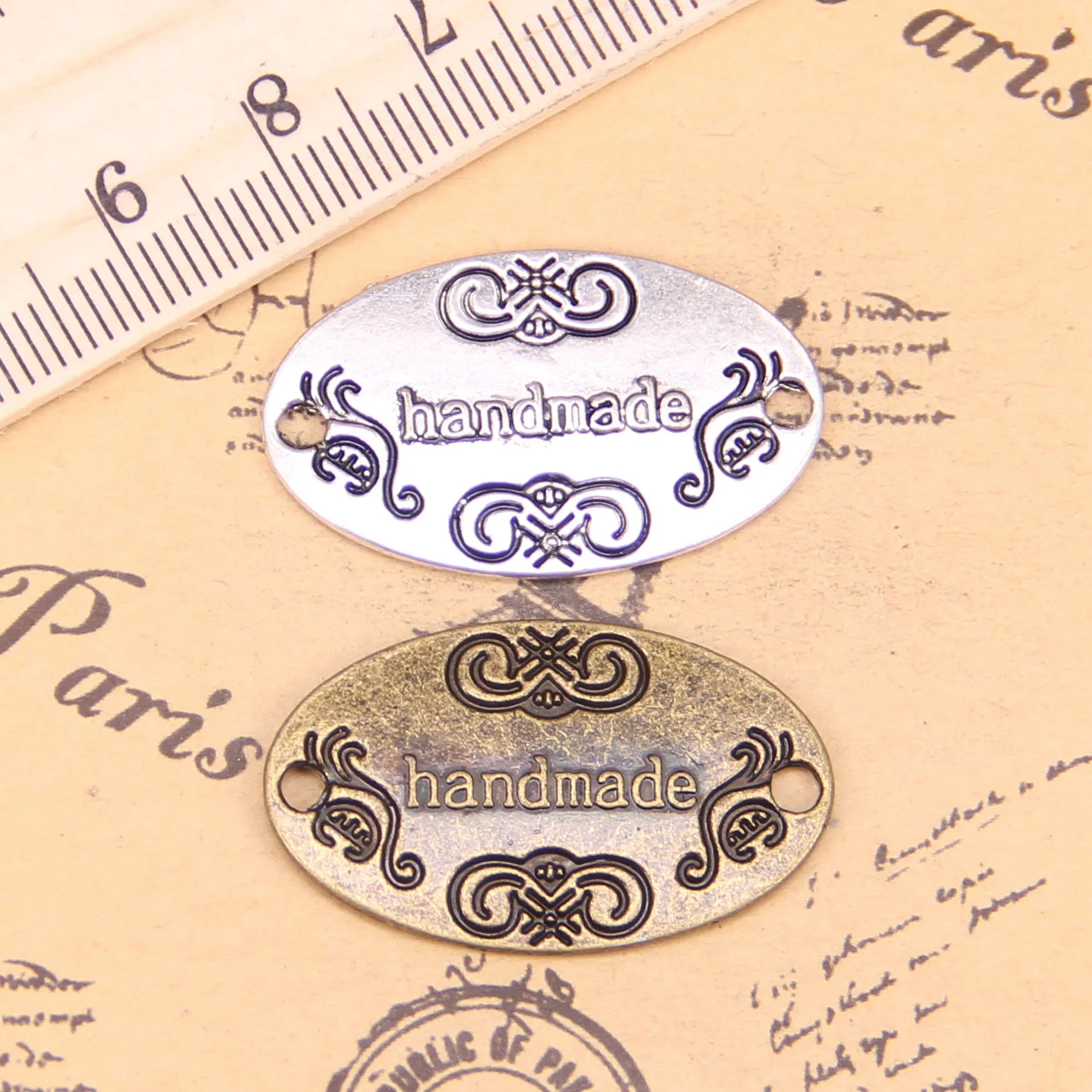 

38pcs Jewelry Charms hand made connector 18x32mm Antique Silver Plated Pendants Making DIY Handmade Tibetan Silver Jewelry