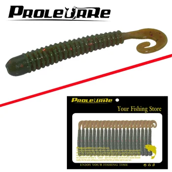 

Proleurre 20Pcs Volume Tail Earthworm Worms Artificial 1.5G Salt Smell Silicone Fishing Soft Baits Mix Lead Hook Fishing Lures
