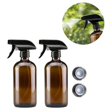 

2PCS 500ml Refillable Empty Anti-UV Amber Glass Spray Bottles Container with Triggers Caps for Essential Oils Lotions Perfumes