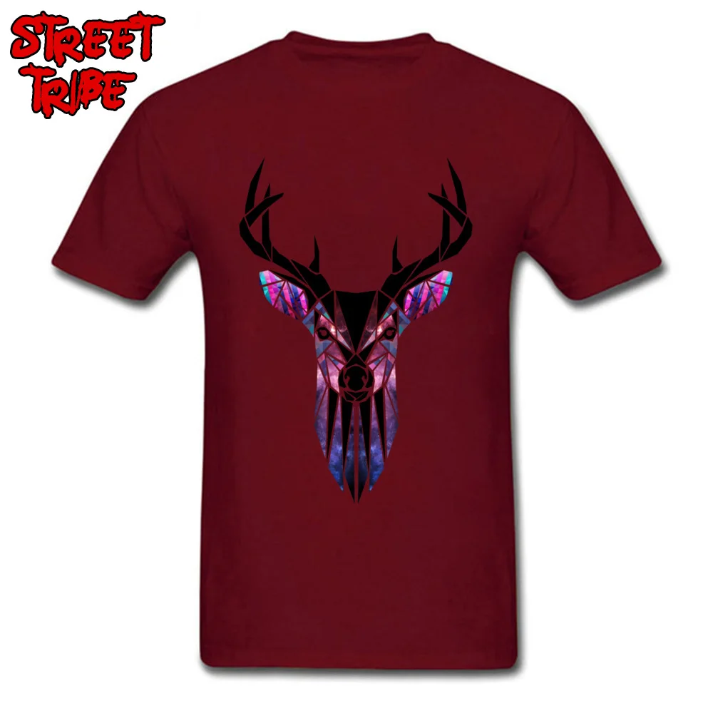 Deer T Shirts Printed Short Sleeve 2018 New Crewneck All Cotton Tops Shirt Classic Tops & Tees for Men Father Day Deer maroon