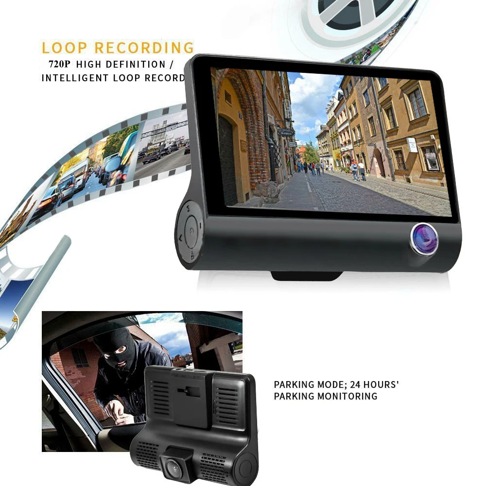 4,0 дюймов 1080P двойной объектив Full HD Автомобильный видеорегистратор камера 170 градусов ночного видения заднего вида авто видеорегистратор g-сенсор dashcam