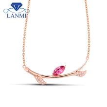 18 К розовое золото Турмалин натуральный розовый кулон ожерелья маркиза огранка драгоценный камень бриллиантовые Свадебные ювелирные изделия для женщин