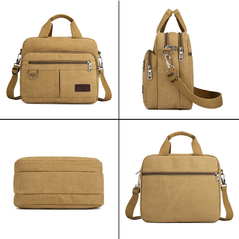  Men's Bag Casual Canvas Shoulder Bag Large Capacity Multi-pocket Handbag Messenger Bag Ladies Bolsa - 32959951342
