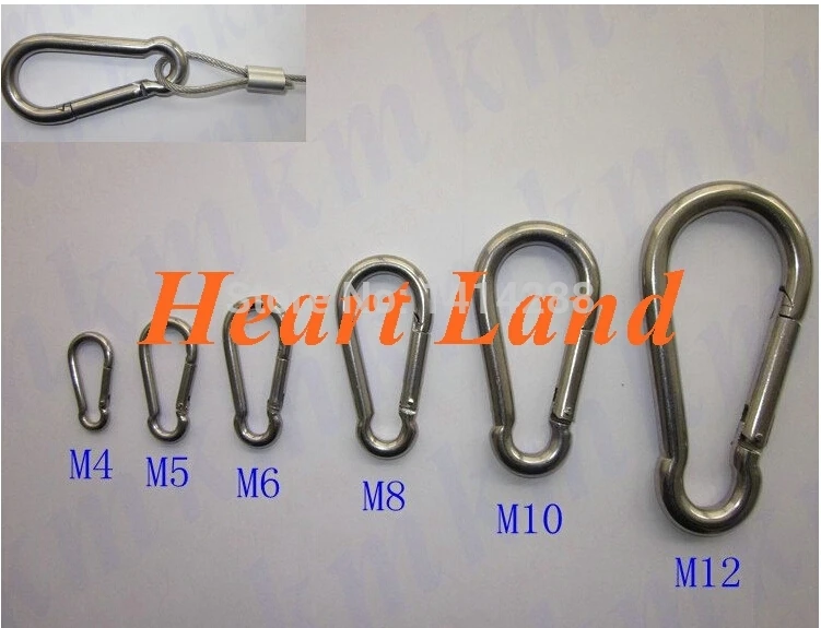 

Free Shipping New 100 pcs M5X50MM small stainless steel carabiner spring DIN5299C snap hooks safety clasp carabiner F-0683