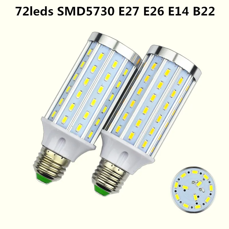 100 шт. Новый E27 светодио дный 72 S 5730 SMD 15 Вт Алюминий мозоли B22 лампа E26 лампы AC 85 265 В