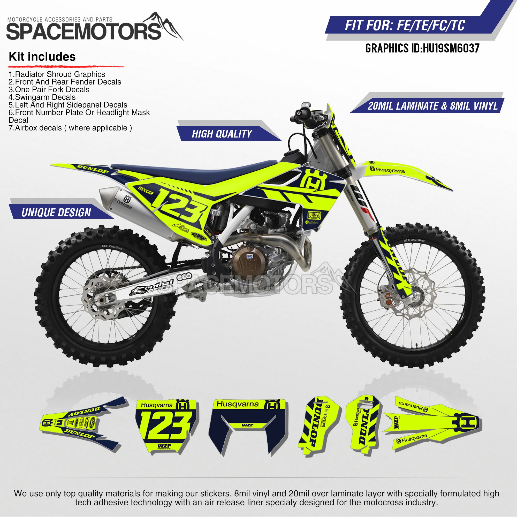 

MotoSpace Customized Team Graphics Backgrounds Decals 3M Custom Stickers For Husqvarna TC FC TX FX 2016-2018 TE FE 2017-2019 037
