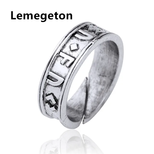 Lemegeton Engraving Norse Viking Runes Wicca Black Amulet Antique Lemegeton Engraving Norse Viking Runes Wicca Black Amulet Antique Silver Punk Vintage Men Wedding Rings Fashion