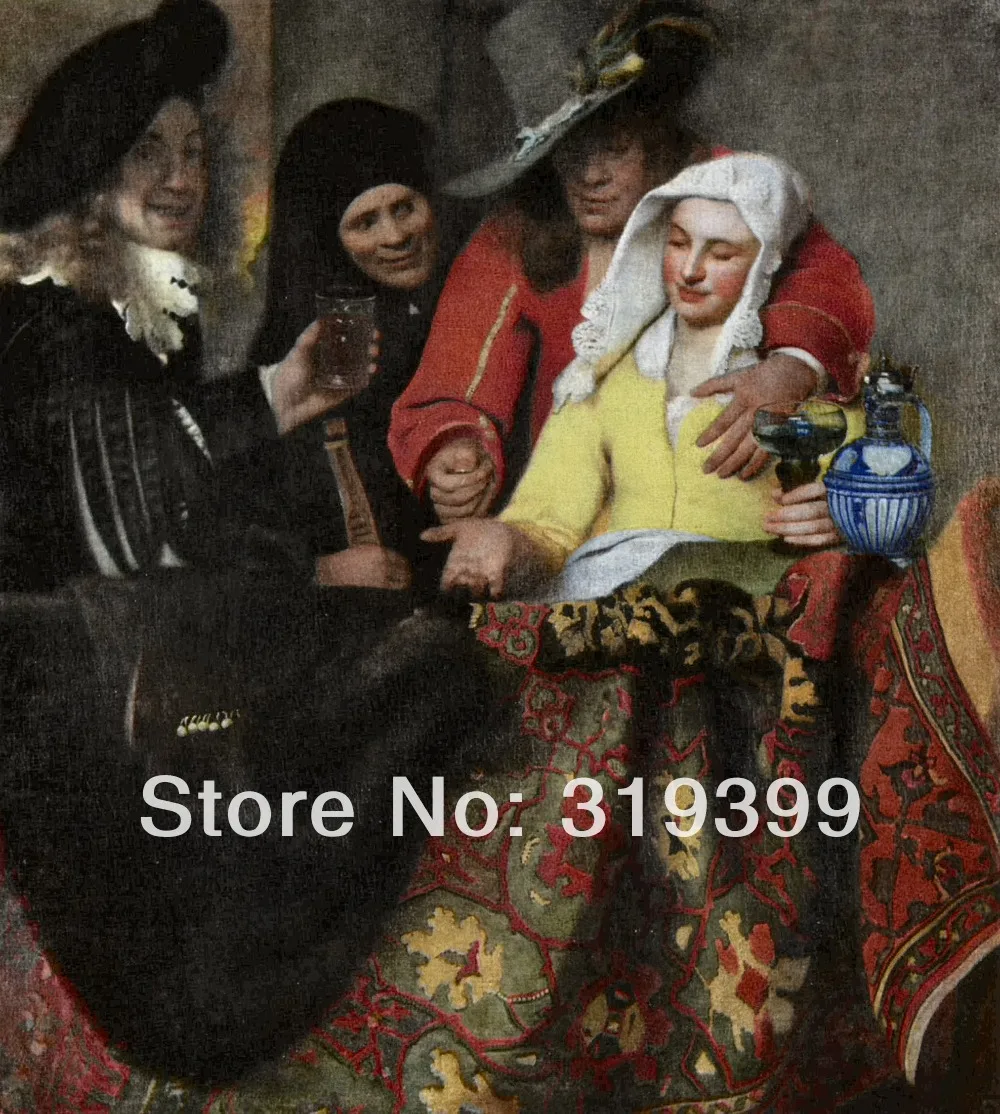 

Johannes Vermeer 100% handmade Linen Canvas Oil Painting Reproduction,the-procuress-1656 ,Free FAST Shipping