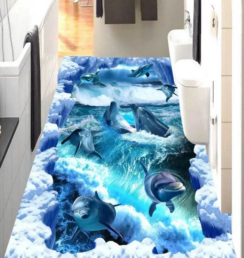3d flooring custom 3d photo wallpaper Snow and ice waves self adhesive