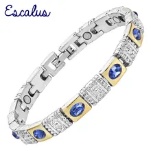 Escalus Модный Королевский синий Кошачий глаз камень магнитные ювелирные изделия серебряный цвет браслет для женщин носить Шарм Браслеты