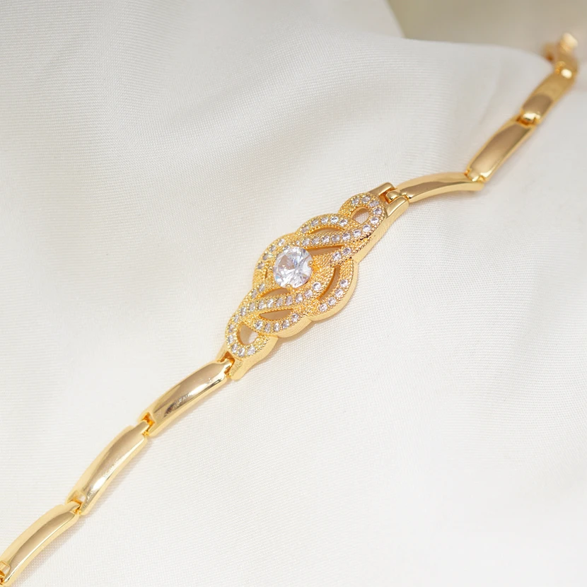 Белые цирконы медь золото комплекс цепи браслеты для женщин и мужчин звено браслет ювелирные изделия подарок Прямая поставка повязки