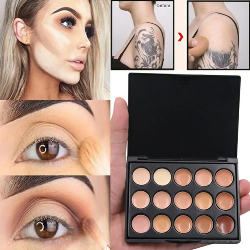 

LEARENVER 15 Colors Face Concealer Palettes Makeup Concealer Cream Matte Face Cosmetic Concealer Palette Base Foundation Palette