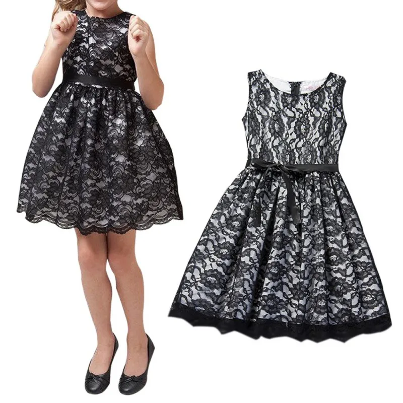 

New Fashion Summer Kids Girls Bow Sleeveless Lace Princess Dresses Children Girl Clothes For Party Dress G1