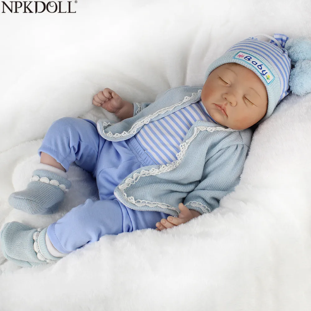 

NPKDOLL 22Inch Soft Vinyl Reborn Baby Dolls For Sale Handmade Mohair Cloth Body With Cotton Bebe Reborn Christmas Gift Toys