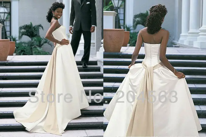 

Free Shipping Strapless Bridal Wedding Dress with Sashes custom size&color