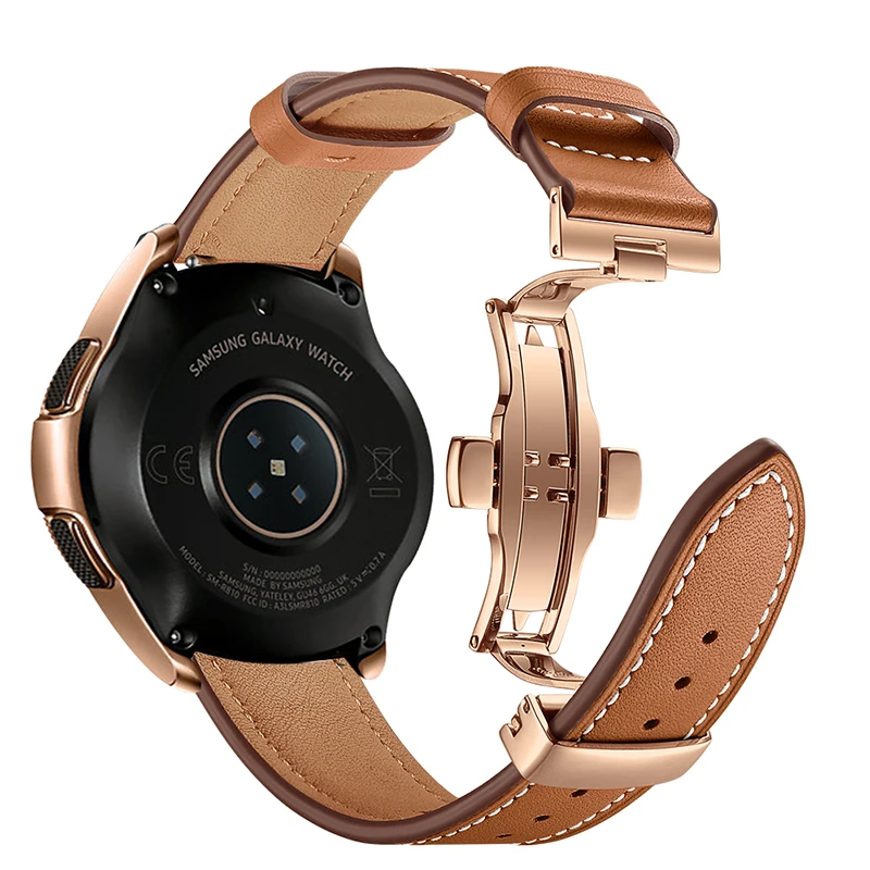 For Samsung Galaxy Watch 46mm 42mm Bands Genuine Leather Steel Butterfly Watch Strap Band For Gear S3 Huawei Watch 2 pro 22mm For Samsung Galaxy Watch 46mm 42mm Bands Genuine Leather Steel Butterfly Watch Strap Band For Gear S3 Huawei Watch 2 pro 22mm