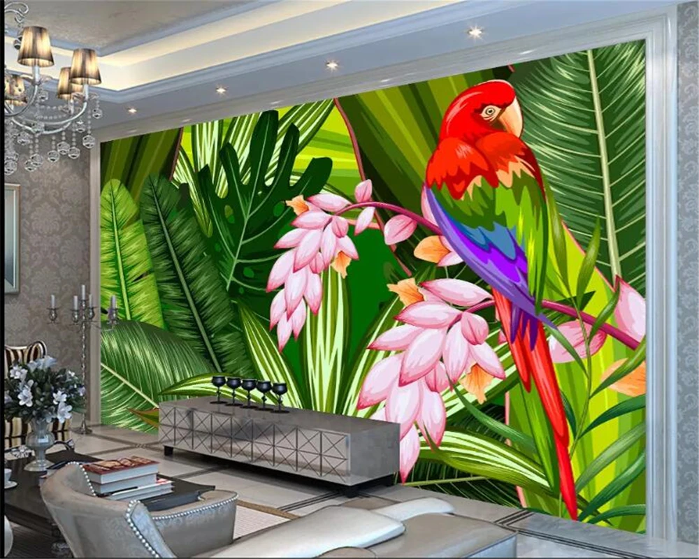 Beibehang Custom 3d Wallpaper Hd Hand Drawn Tropical Rainforest