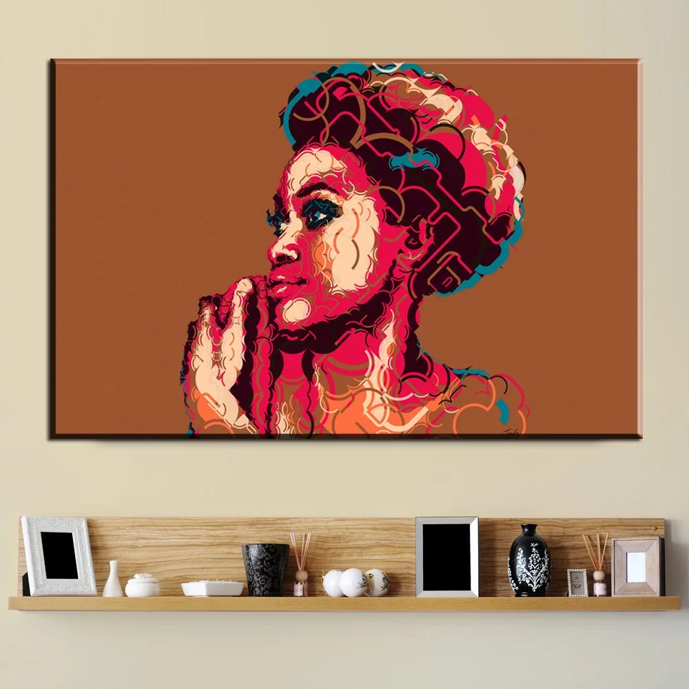 

xh2272 Modern Abstract Canvas Art African Women Canvas Pictures Wall Art Painting For Living Room and Bedroom Decoration